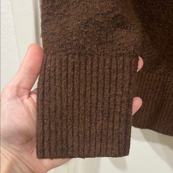 aerie oversized fuzzy chocolate Brown Crewneck Sweater size x-small - Picture 5 of 9